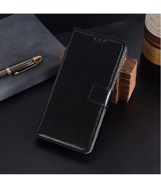 NBOX - Black Artificial Leather Flip Cover Compatible For Xiaomi Redmi Note 10 ( Pack of 1 ) - Black