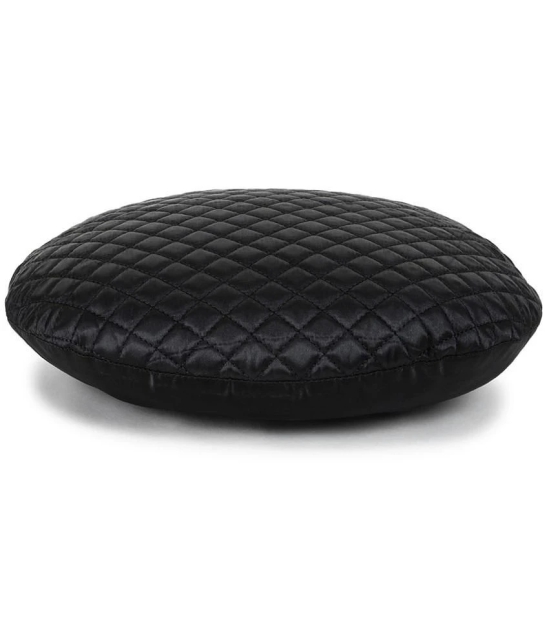 mezposh - Black Set of 1 Satin Round Cushion Cover - Black