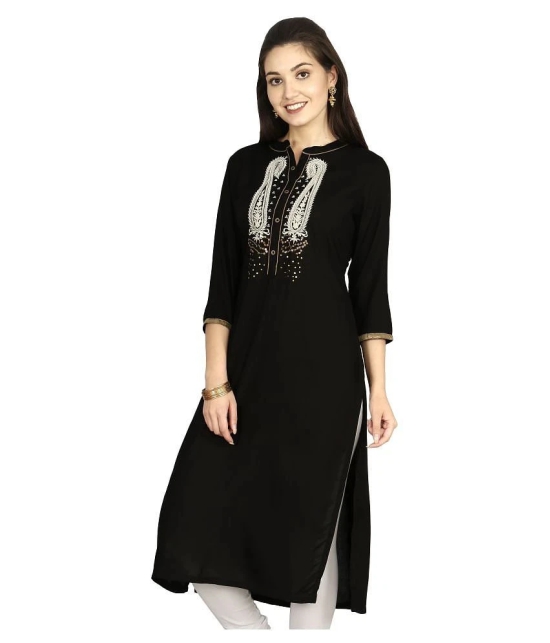 Alena - Black Cotton Womens Straight Kurti - L