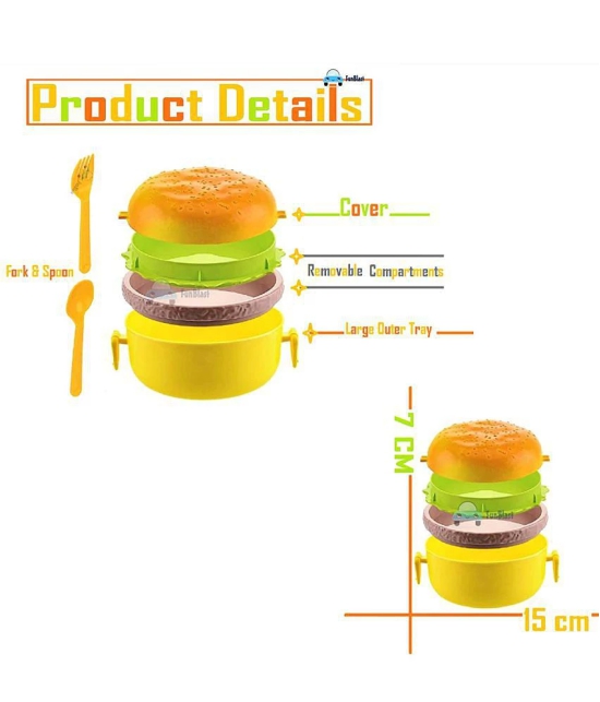 Burger Shape Lunch Box for Kids - Lunch Box for Kids, Tiffin Box, Lunch Box Leak Proof Plastic Lunch Box, Lunch Box with Compartments