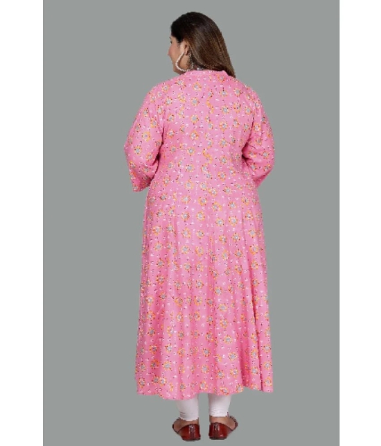 Swasti Cotton Blend Printed Shirt Style Womens Kurti - Pink ( Pack of 1 ) - None