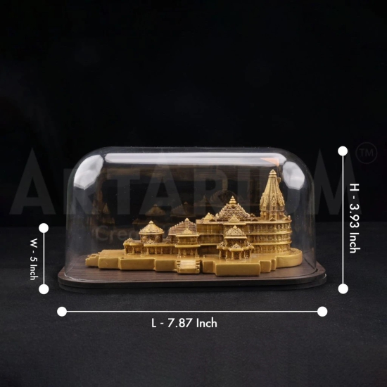 Artarium Ram Mandir Ayodhya Model Acrylic Covered with Wooden Base Authentic Design Ideal for Home Temple, Home Decor & Gifts (7.25 INCH)