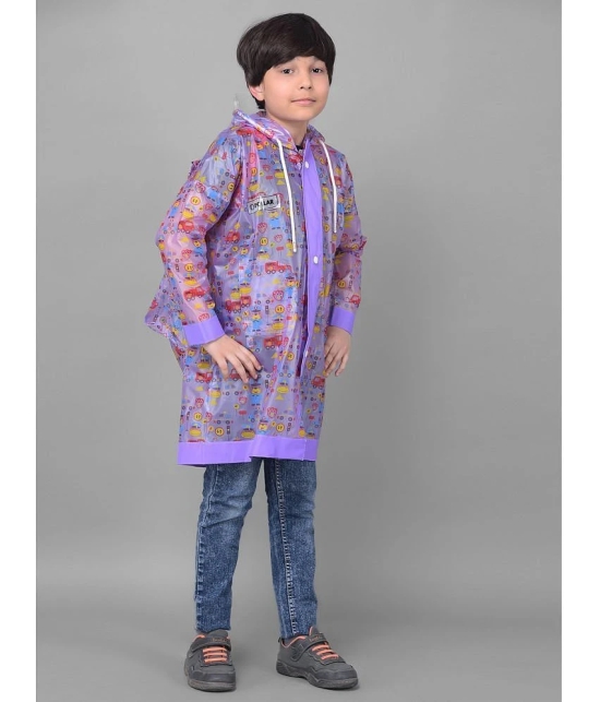 Dollar Rainguard Kids Full Sleeve Car Printed Long Raincoat With Adjustable Hood and Pocket - None