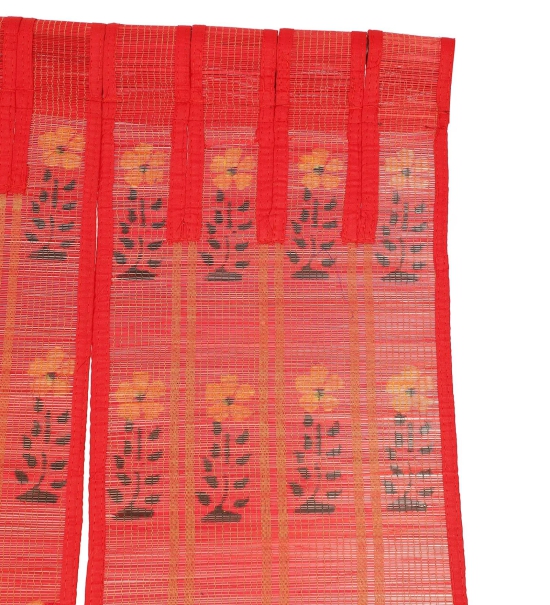 Three Panel Bamboo Curtain - Red-9 ft length