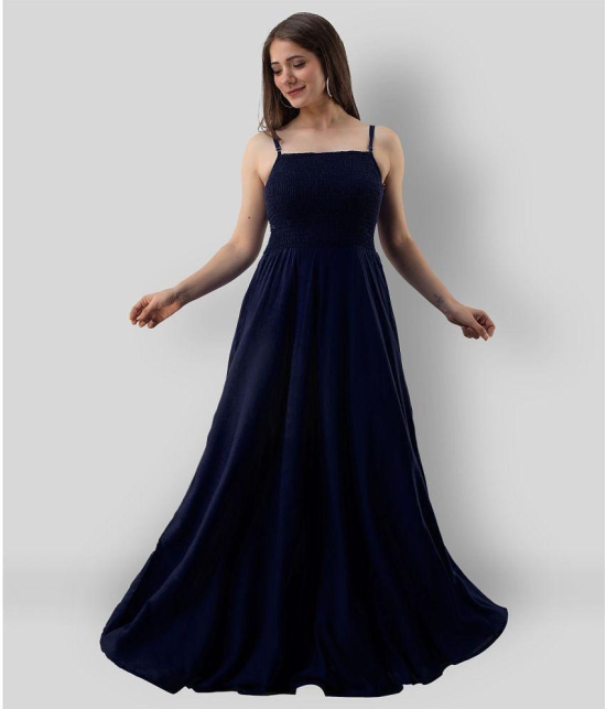 Frionkandy - Navy Rayon Womens Gown ( Pack of 1 ) - None