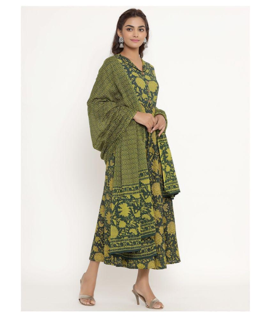 miravan Green Cotton Anarkali Kurti - - S