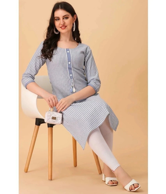 Glomee - Blue Cotton Womens Straight Kurti ( Pack of 1 ) - None