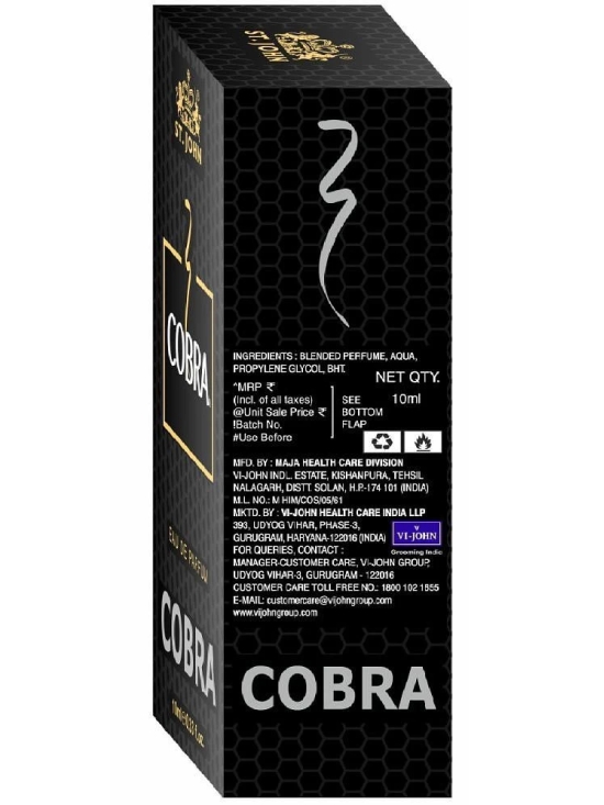 St. John Cobra 15ml & Cobra 10ml Long Lasting Pocket Perfume for Men 25 ml ( Pack of 2 )