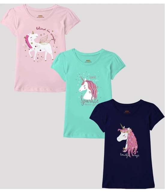 Ariel - Multicolor Cotton Girls T-Shirt ( Pack of 3 ) - None