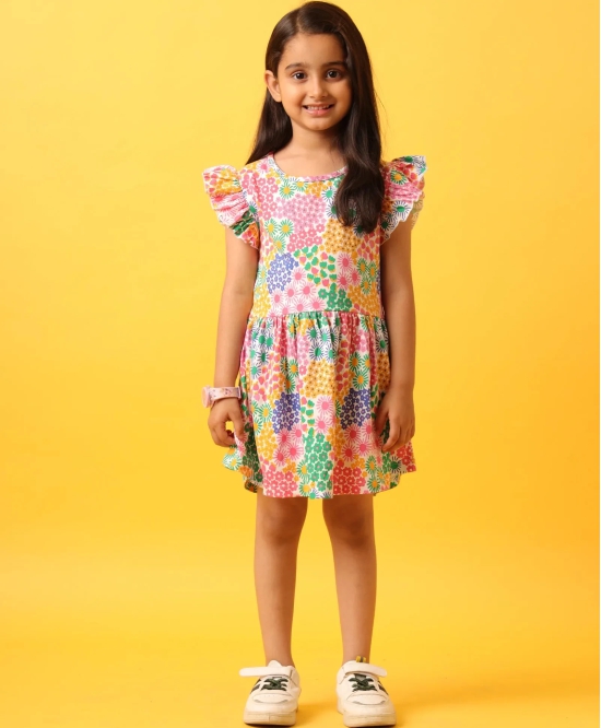 FLOWERS PRINT FRILL DRESS-PINK-10-12 YEARS / 1N / PINK