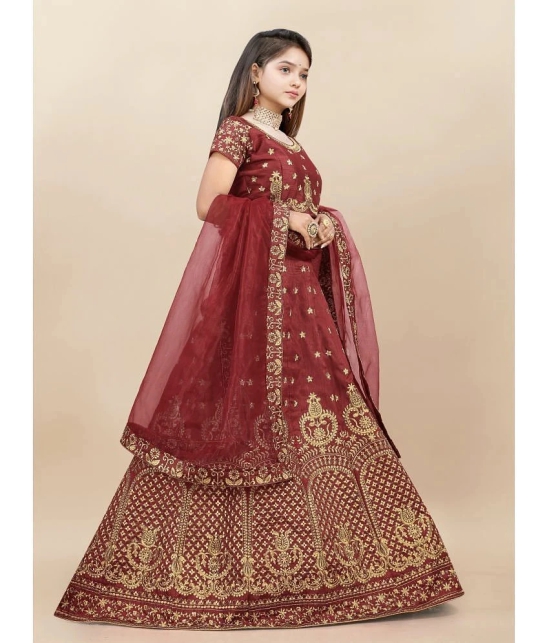 Apnisha Maroon Silk Girls Semi Stitched Lehenga Choli Set ( Pack of 1 ) - None