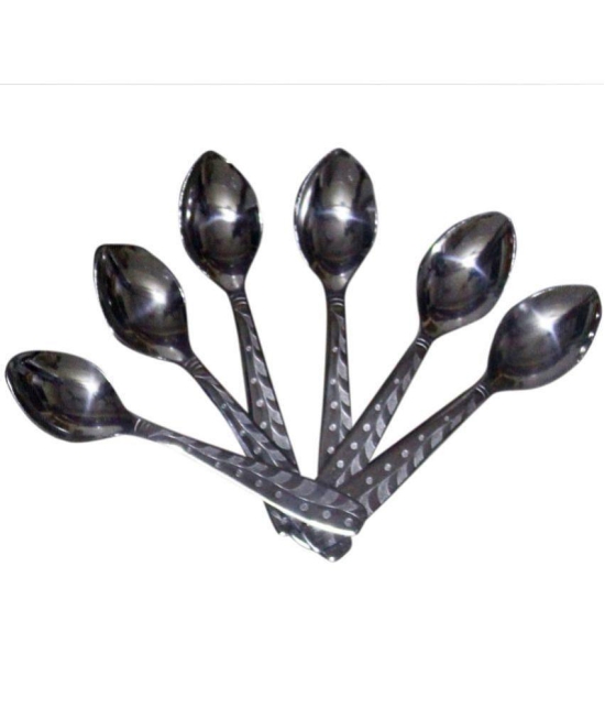 Dynore - Silver Stainless Steel Baby Spoon ( Pack of 6 ) - Silver