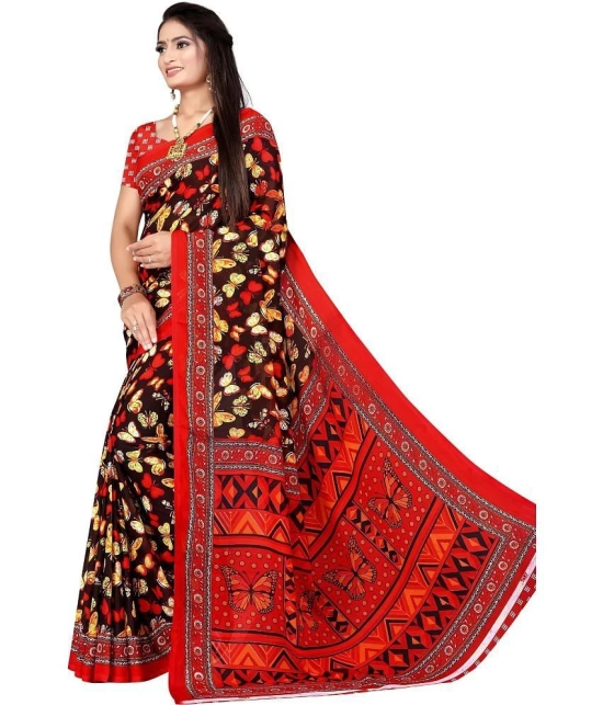 LEELAVATI - Red Crepe Saree With Blouse Piece ( Pack of 1 ) - Red