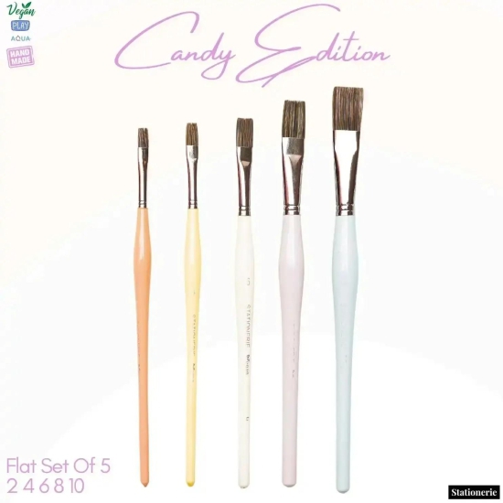 Stationerie Signature Flat Brush Set Of 5 Candy Edition