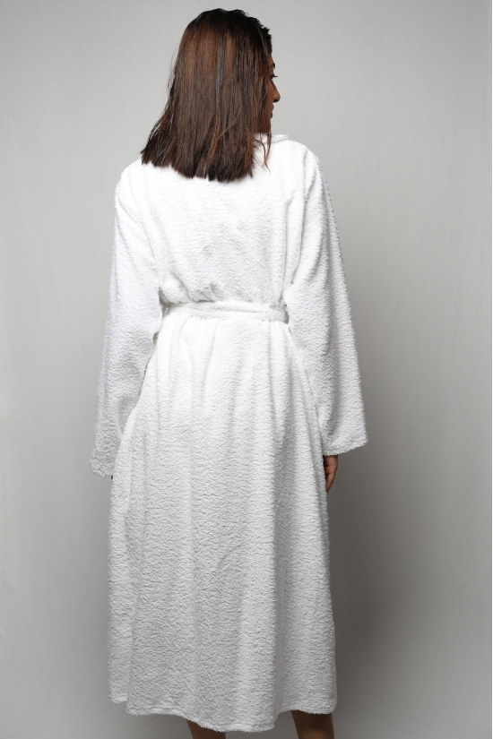 Towel material bathrobe - full length-White / XXL