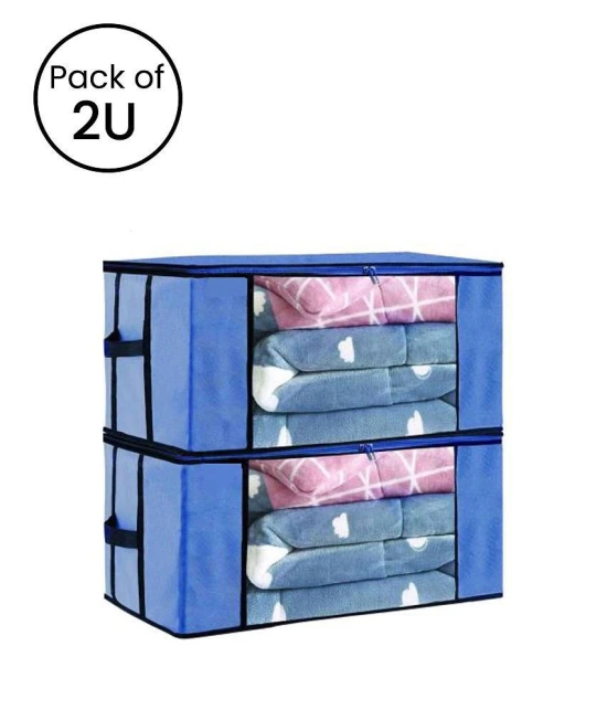 Non-Woven Cloth Storage / Organizer with Transparent Window,Blue (Pack of 2)