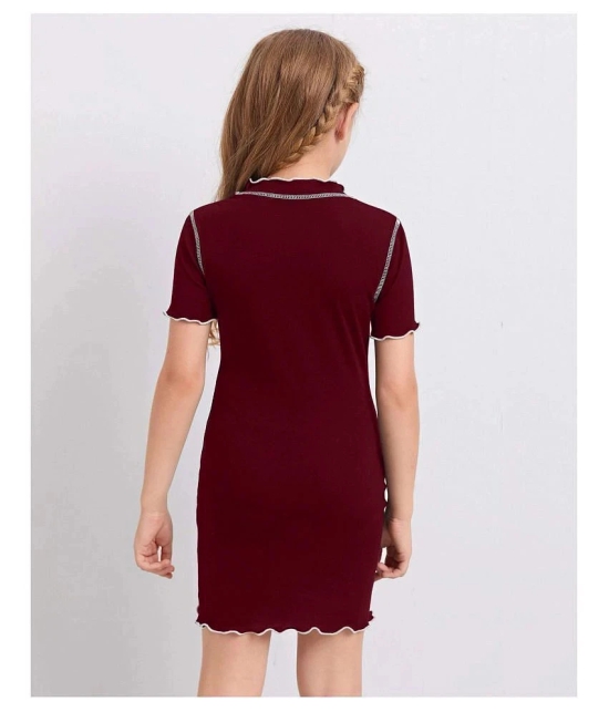 Addyvero - Maroon Cotton Blend Girls A-line Dress ( Pack of 1 ) - None