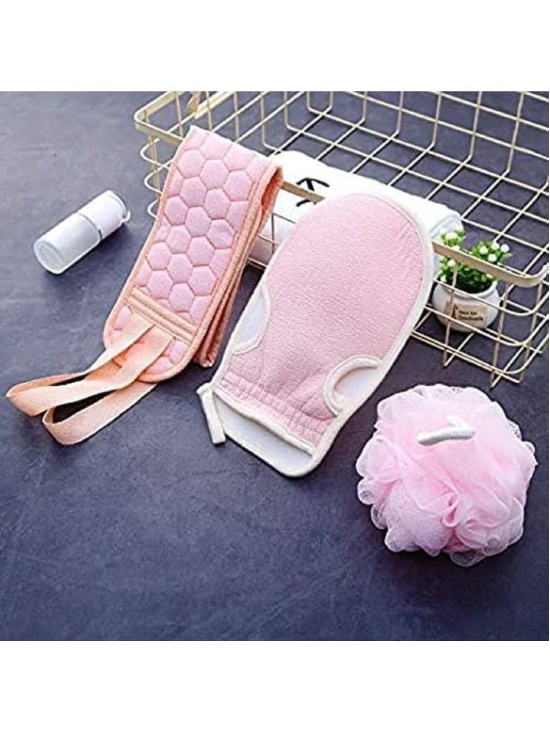 NAMRA  3 PCS Bathing Exfoliating Set Back Scrubber loofah exfoliating gloves Exfoliating Bath Glove Shower Loofah Sponge Set| Easy to clean | For Men And Women (Multicolor)