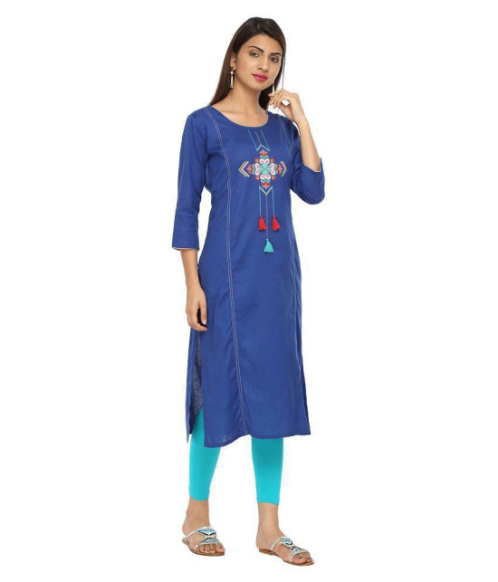 Alena Blue Cotton Straight Kurti - L