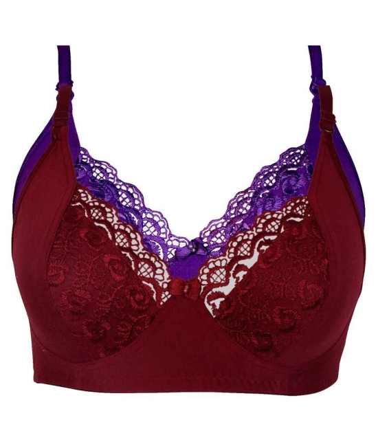 Kiran Enterprises Cotton Minimizer Bra - Maroon - None