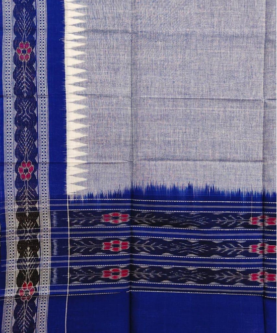 Gray Blue Sambalpuri Handwoven Single Ikat Cotton Dupatta