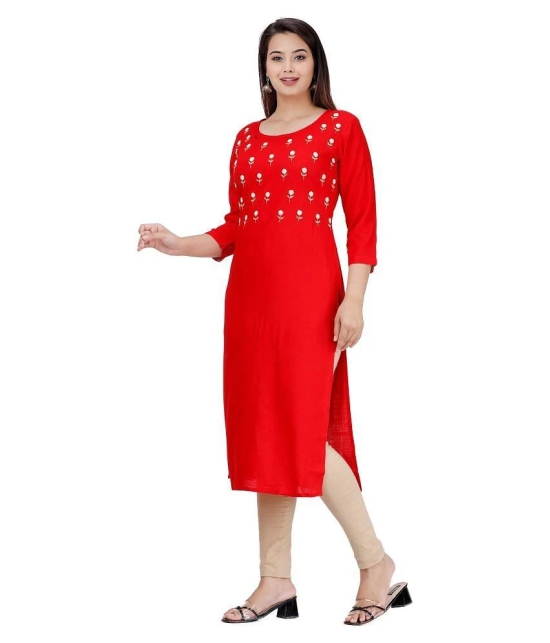 HIGHLIGHT FASHION EXPORT - Red Rayon Womens Straight Kurti - XXL