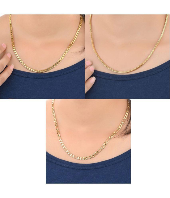 AanyaCentric Combo of 3 Gold Plated 22inches Long Fashion Chain - None