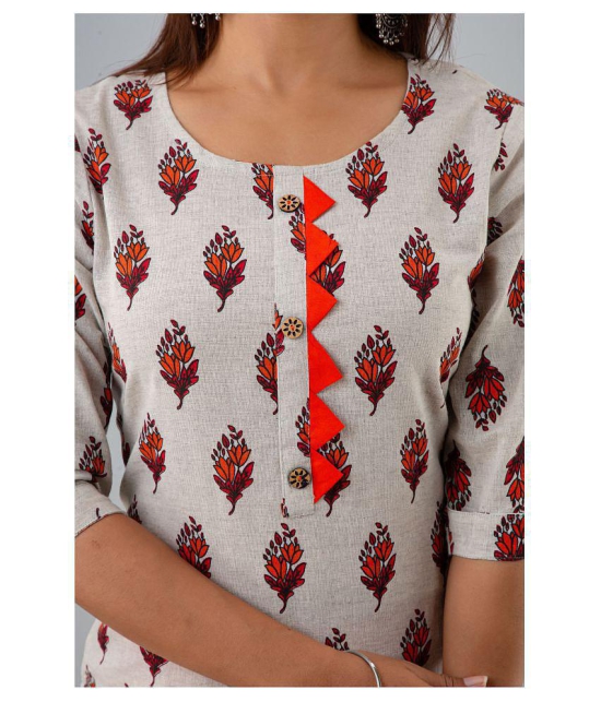 Doriya Orange Cotton Blend Straight Kurti - Single - 3XL