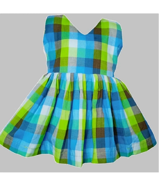 harshvardhanmart.com - Bright Green Cotton Girls Fit And Flare Dress ( Pack of 1 ) - None