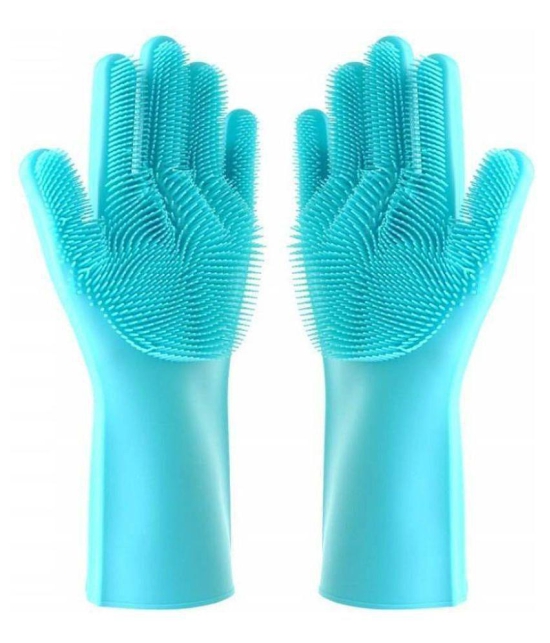 Washing Silicon Hand Gloves 2 pcs with Scrubber for Kitchen Cleaning