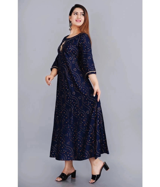 Smien - Blue Rayon Womens Anarkali Kurti ( Pack of 1 ) - None