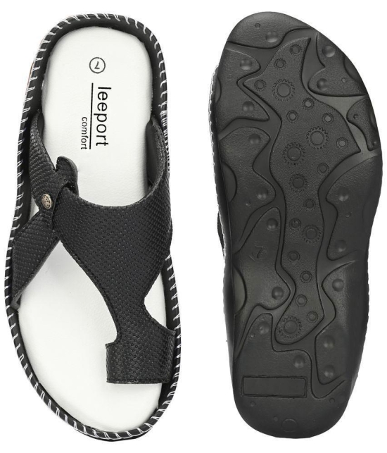 Leeport Black Mens Leather Slipper - None