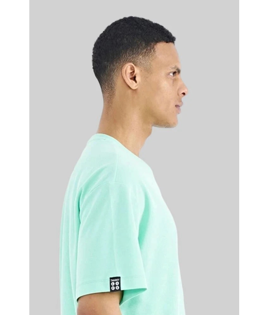 AKTIF Cotton Blend Oversized Fit Solid Half Sleeves Mens T-Shirt - Mint Green ( Pack of 1 ) - None