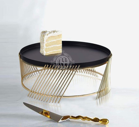 Cake Stand for Cake Cutting Display Stand Multipurpose Dessert Stand for Birthday and Wedding Party (Black & Gold-02-Fancy-11K)