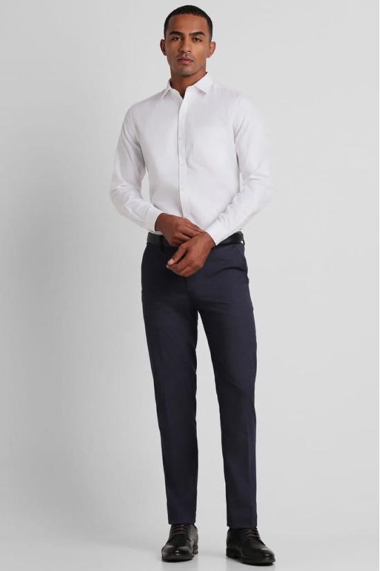 Men White Slim Fit Formal Full Sleeves Formal Shirt