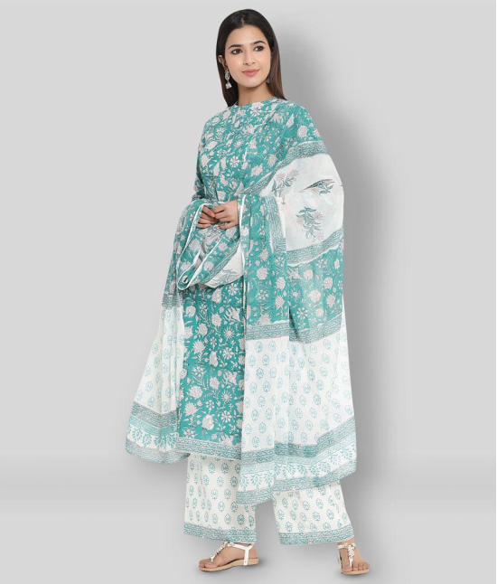 KIPEK - Green Straight Cotton Womens Stitched Salwar Suit ( Pack of 1 ) - XL