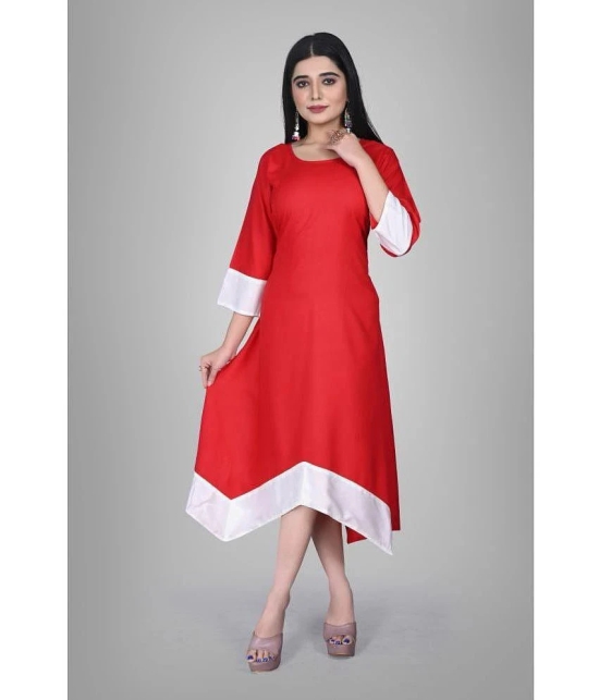 Kapadia - Red Rayon Womens Asymmetrical Kurti ( Pack of 1 ) - None