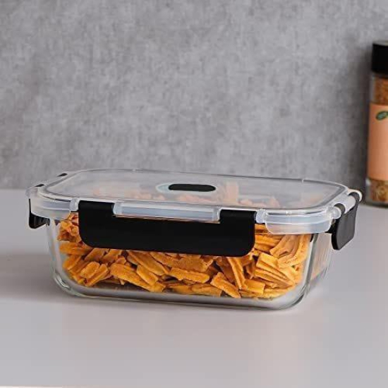 Femora Borosilicate Glass Microwave Safe Rectangle Food Storage Container with Air Vent Lid, 1500 m.l (Set of 2)