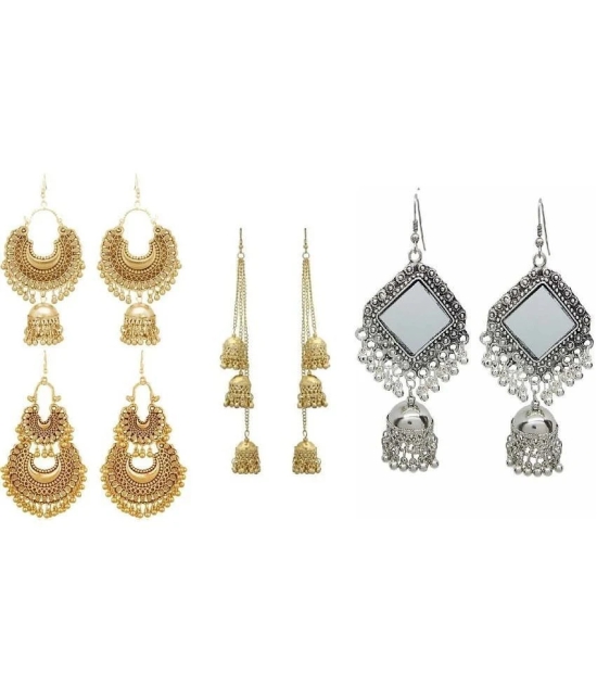 Samridhi DC Golden Jhumki Earrings ( Pack of 4 ) - Golden