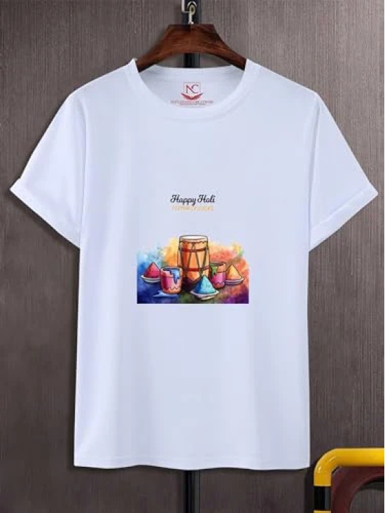 NITYANAND CREATIONS Round Neck White Holi T-Shirt for MEN-HOLI-T-SHIRT-11512-XL