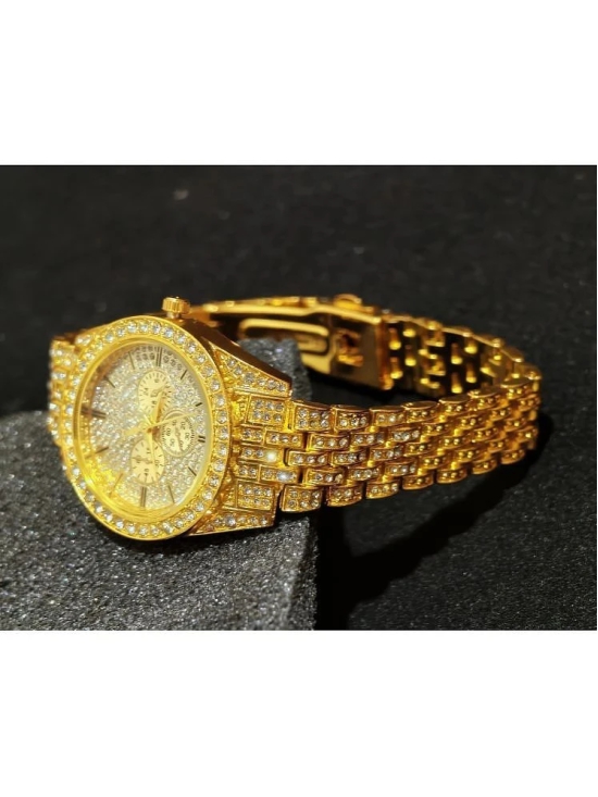 Rhonium Gold Metal Analog Womens Watch