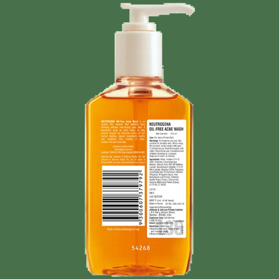 Neutrogena Oil Free Acne Face Wash, 269 Ml