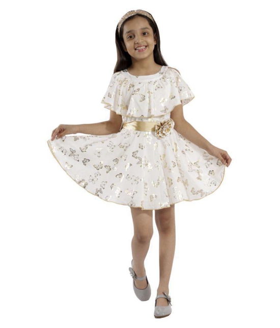 Kids Cave - White Cotton Girl's A-line Dress ( Pack of 1 ) - None