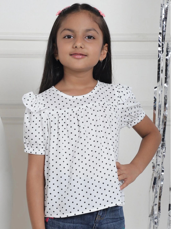 MINI & MING Girls Polka Dot Printed Puff Sleeves Regular Top