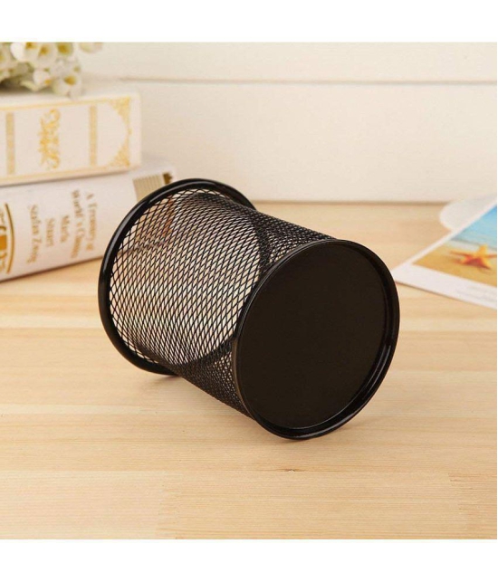 SHB Black : Easypag 1 Pcs 3.5 inch Round Mesh Cup Desk Pen Pencil Holder , Black