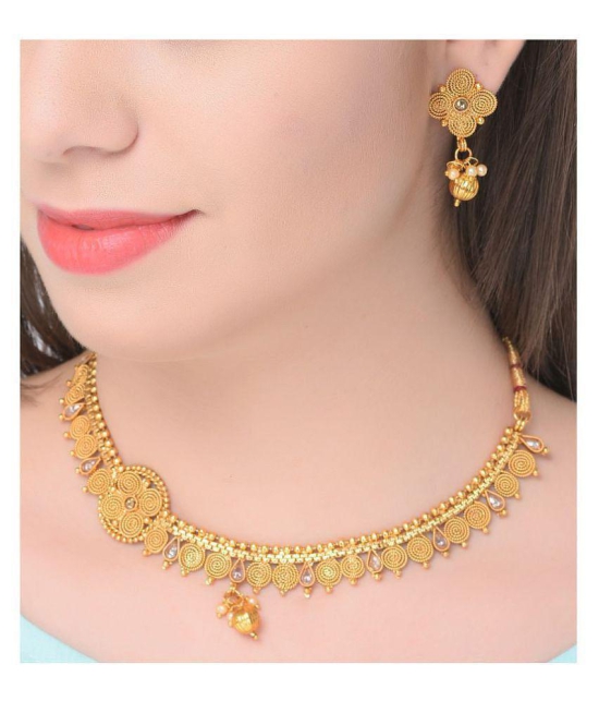 Bhagya Lakshmi Alloy Golden Contemporary Traditional 18kt Gold Plated Necklaces Set - Golden