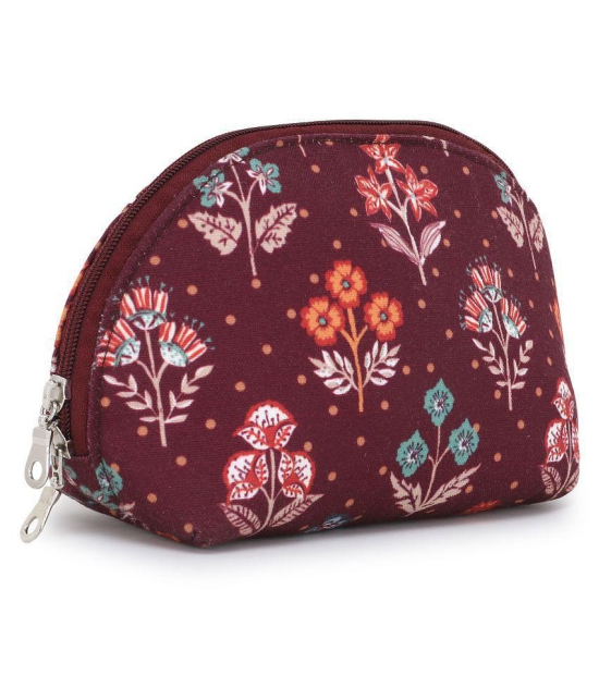 Anekaant Floral Polyester Red Pouch