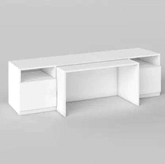 White Rectangular T.V Unit Cabinet - Modern Storage Solution-White