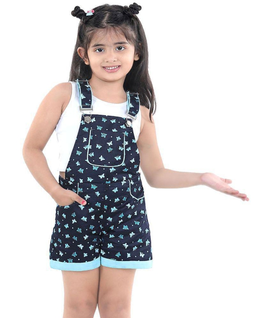 Naughty Ninos - Navy Blue Cotton Girls Dungarees ( ) - None