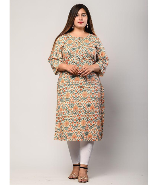 Swasti - Beige Cotton Womens Straight Kurti ( Pack of 1 ) - None